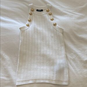 Balmain white top with Gold Buttons
